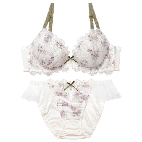 2/20新作!【GHサイズ】チャーミングフルールガーデンブラジャー&フルバックショーツ［大人気］(アイボリー-G65/ショーツM)