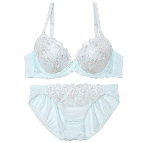 10/2再販!ダズリンペールフラワーブラジャー&フルバックショーツ［激売れ］(ミント-A65/ショーツM)