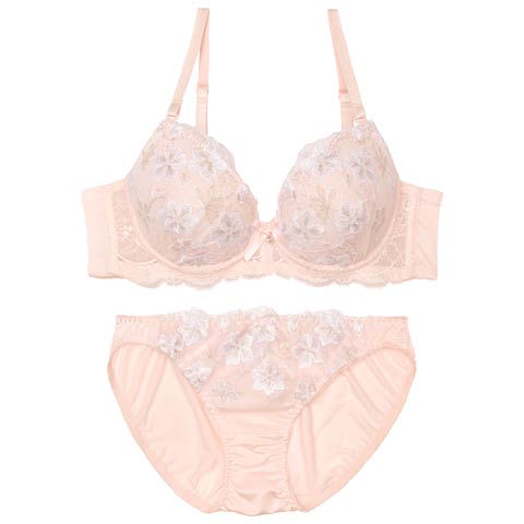 【EFサイズ】パステルメルティブロッサムブブラジャー&フルバックショーツ［大人気］(ピンク-E65/ショーツM)