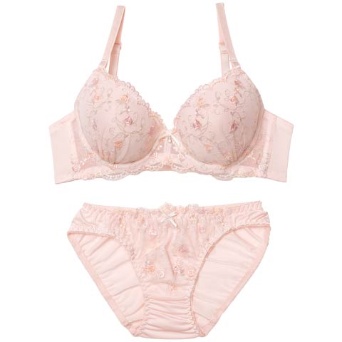 10/24新作!ガーリーパステルローズブラジャー&フルバックショーツ［激売れ］(ピンク-A65/ショーツM)