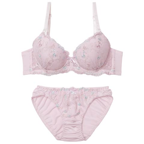 10/24新作!ガーリーパステルローズブラジャー&フルバックショーツ［激売れ］(パープル-A65/ショーツM)