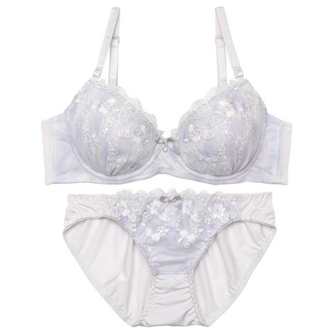 12/3新作!マーブルシャイニーフラワーブラジャー&フルバックショーツ［激売れ］(グレー-A65/ショーツM)