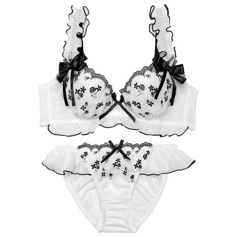 3/16新作!ロマンティックローズガーリーブラジャー&フルバックショーツ［大人気］(ブラック-A70/ショーツM)