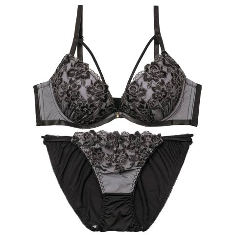 3/6新作!【三上悠亜着用】ミスティロゼコードブラジャー＆フルバックショーツ［激売れ］(ブラック-A65/ショーツM)