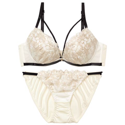 3/6新作!【三上悠亜着用】【EFサイズ】ミスティロゼコードブラジャー＆フルバックショーツ［大人気］(アイボリー-E65/ショーツM)