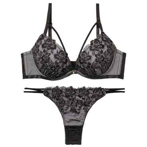 3/6新作!【三上悠亜着用】【EFサイズ】ミスティロゼコードブラジャー＆Tバックショーツ［大人気］(ブラック-E65/ショーツM)