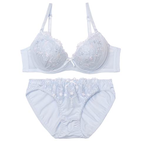 3/13新作!ピュアチュールフラワーブラジャー&フルバックショーツ［激売れ］(サックス-A65/ショーツM)