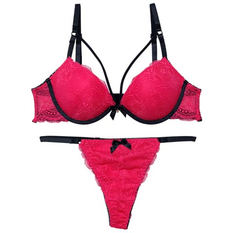 【EFサイズ】スパイシービビットコードブラジャー&バック透けTバックショーツ［大人気］［12H限定2］(ピンク-E65/ショーツM)