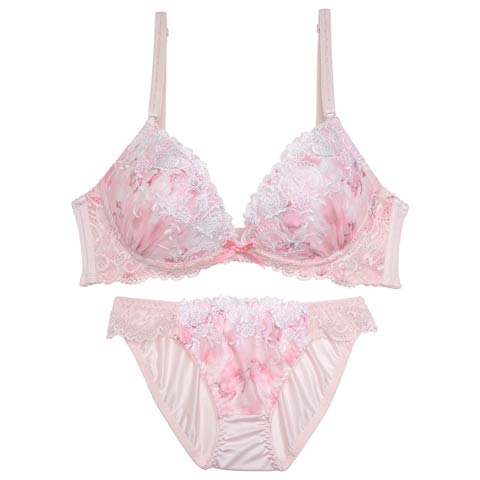 トゥインクルメルティフラワーブラジャー&フルバックショーツ(ピンク-A70/ショーツM)