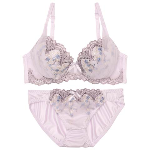 12/27再販!クラシカルフローラルアーチブラジャー&フルバックショーツ［激売れ］(ラベンダー-A70/ショーツM)