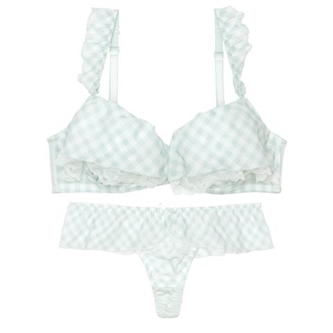 メルティギンガムフリルブラジャー&Tバックショーツ［激売れ］［週替］[スーパーセール](ミント-A70/ショーツM)