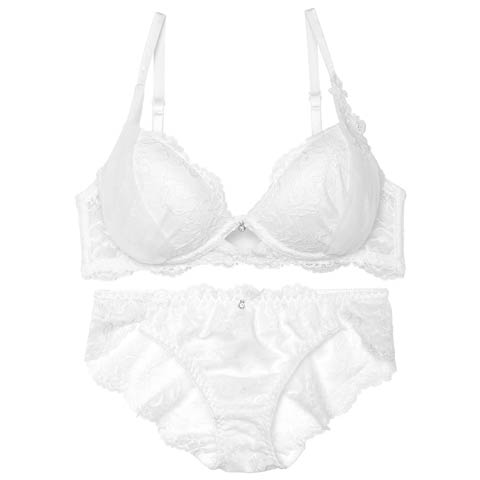 11/20再販!【かとゆり着用】【ノンワイヤー】シャルムチュールホールブラジャー&バック透けフルバックショーツ［激売れ］(ホワイト-M)