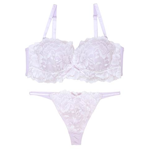 【三上悠亜着用】シュクレフリルレース育乳脇高ブラジャー&Tバックショーツ［激売れ］［週替］[スーパーセール](ラベンダー-A70/ショーツM)