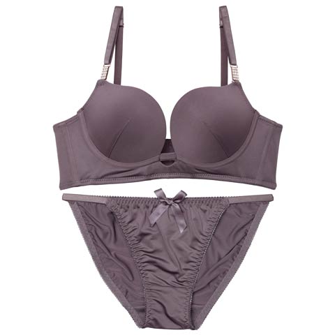 ワンカラージュエルチャーム育乳脇高ブラジャー&フルバックショーツ［激売れ］［12H限定2］(ブラウン-B65/ショーツM)