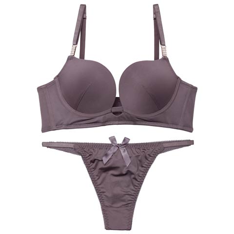 ワンカラージュエルチャーム育乳脇高ブラジャー&Tバックショーツ［激売れ］［12H限定2］(ブラウン-B65/ショーツM)