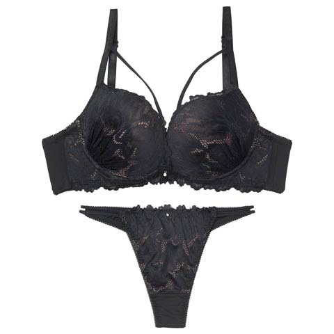グロリアスコードレースブラジャー&Tバックショーツ［激売れ］(ブラック-A70/ショーツM)
