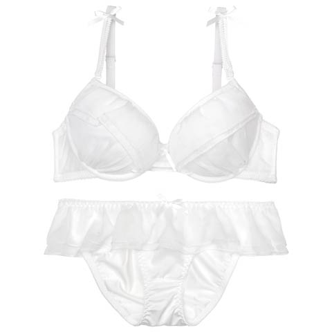 シャイニーシフォンフリルブラジャー&フルバックショーツ［激売れ］［週替］[スーパーセール](ホワイト-A70/ショーツM)