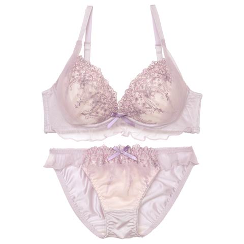ロマンティックラメフリルブラジャー&フルバックショーツ［激売れ］(パープル-A70/ショーツM)