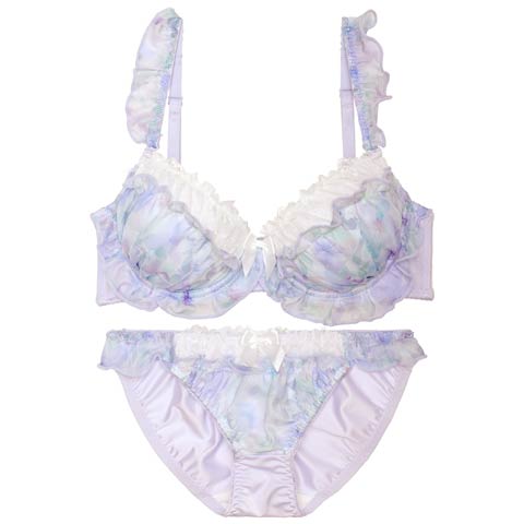 【ノンワイヤー】スイートメルティブロッサムブラジャー&フルバックショーツ［激売れ］(ラベンダー-M)