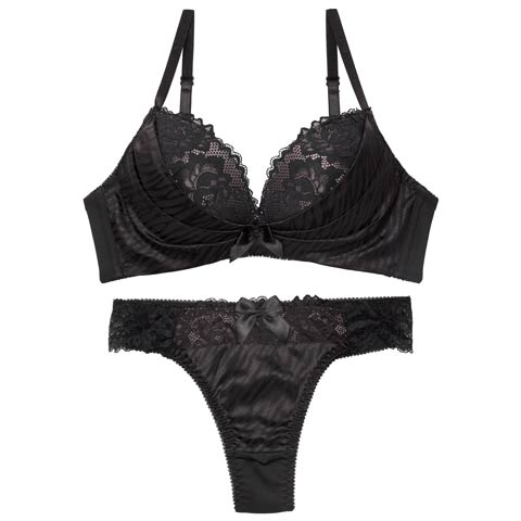 11/3新作!ゼブラジャガードサテンブラジャー&Tバックショーツ［激売れ］(ブラック-A70/ショーツM)