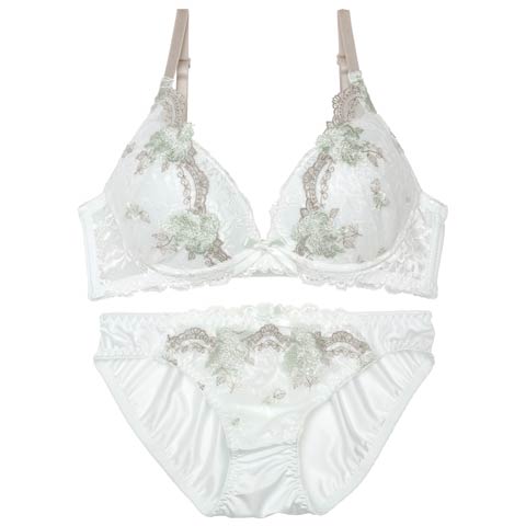 10/15再販!ダマスクブルームアーチブラジャー&フルバックショーツ［激売れ］［週替］[スーパーセール](ミント-B70/ショーツM)