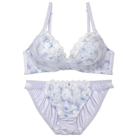 ブロッサムシフォンベールブラジャー&フルバックショーツ［激売れ］(ラベンダー-A70/ショーツM)