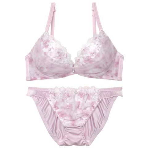 ブロッサムシフォンベールブラジャー&フルバックショーツ［激売れ］(ピンク-A70/ショーツM)