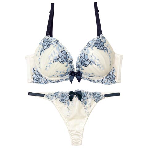 4/23再販!【かとゆり着用】ノーブルパステルローズ育乳脇高ブラジャー&Tバックショーツ［激売れ］(クリーム-B65/ショーツM)