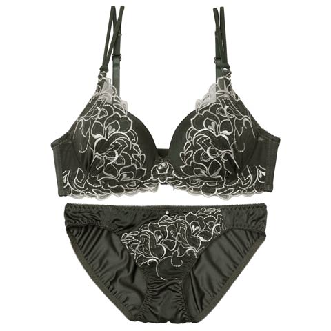 ラディアントエンブロイダリーブラジャー&フルバックショーツ［激売れ］［週替］[スーパーセール](グリーン-A70/ショーツM)