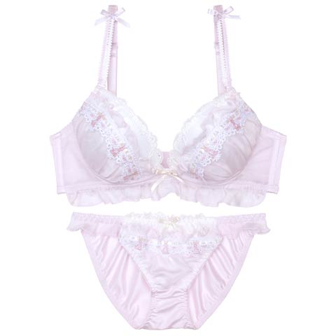 9/11再販!ミルキーバニーフリルブラジャー&フルバックショーツ［激売れ］(ピンク-A70/ショーツM)
