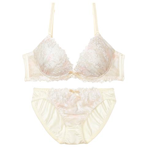 メルティペールフラワーブラジャー&フルバックショーツ［激売れ］(クリーム-A70/ショーツM)