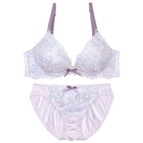 メルティペールフラワーブラジャー&フルバックショーツ［激売れ］(ラベンダー-A70/ショーツM)