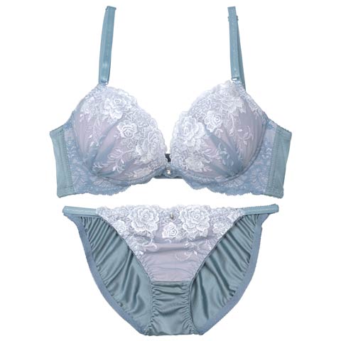 9/11再販!ドルチェミスティーローズ育乳脇高ブラジャー&フルバックショーツ［激売れ］(ブルー-A70/ショーツM)
