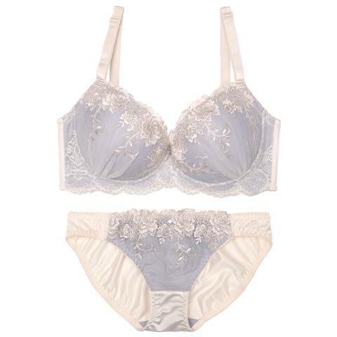 【EFサイズ】ドルチェミスティーローズ育乳脇高ブラジャー&フルバックショーツ［大人気］(クリーム-E70/ショーツM)