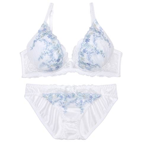 ガーリーマルチフルールブラジャー&フルバックショーツ［激売れ］(ホワイト-A70/ショーツM)