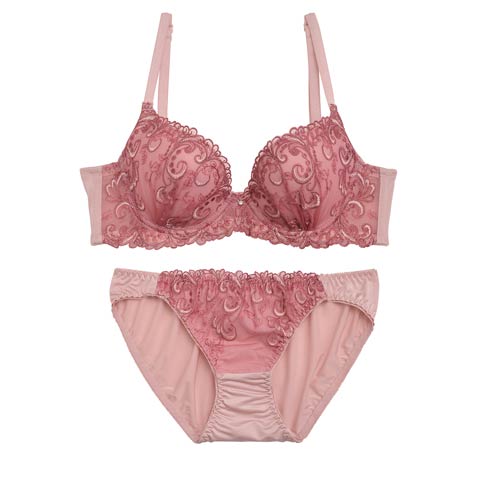 ファンシーアイビー育乳脇高ブラジャー&フルバックショーツ(ピンク-A70/ショーツM)