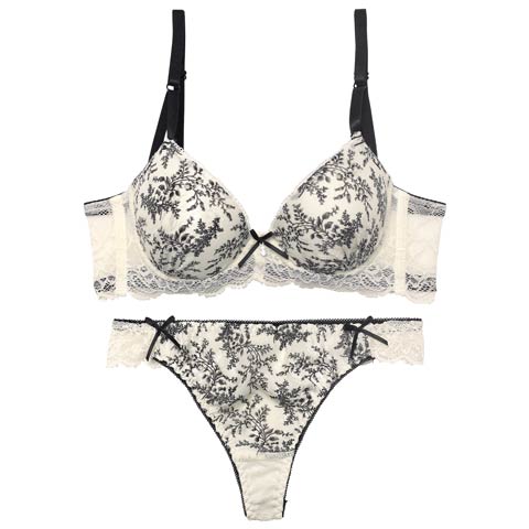 アンティークレーシィアイビー育乳脇高ブラジャー&バック透けTバックショーツ［激売れ］(ブラック-A65/ショーツM)