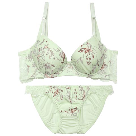 メロウボタニカルフラワー育乳脇高ブラジャー&フルバックショーツ