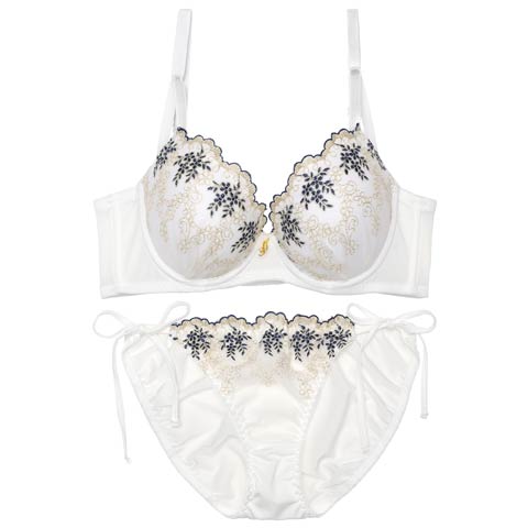 10/9再販!フルーレットガーデン育乳脇高ブラジャー&サイド紐フルバックショーツ［激売れ］［週替］[スーパーセール](ホワイト-A65/ショーツM)