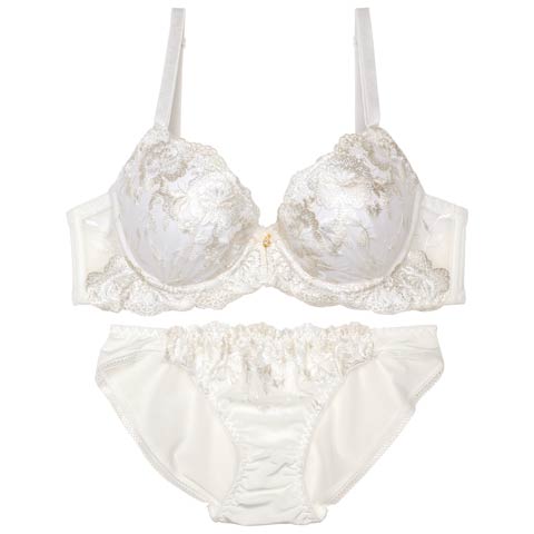 ニュアンスベルフローラルブラジャー&フルバックショーツ［激売れ］(ホワイト-A70/ショーツM)
