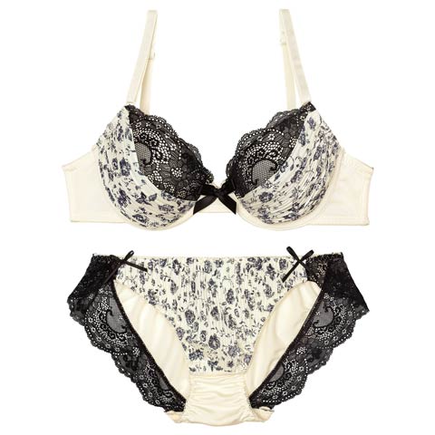 ギャザーアンティークローズブラジャー&フルバックショーツ［激売れ］［週替］[スーパーセール](オフホワイト-A70/ショーツM)