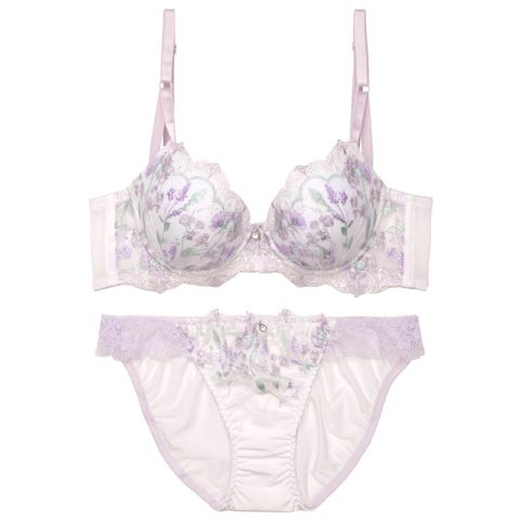 クラシックピュアブルーム育乳脇高ブラジャー&フルバックショーツ［激売れ］［均一セール］［タイムセール］(パープル-A70/ショーツM)