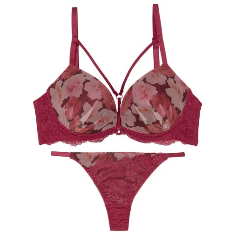 ミラージュコードローズブラジャー&Tバックショーツ［激売れ］［週替］[スーパーセール](ワインレッド-A65/ショーツM)