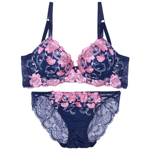 ミスティックビビットブルーム育乳脇高ブラジャー&バック透けフルバックショーツ［激売れ］(ピンク-A65/ショーツM)