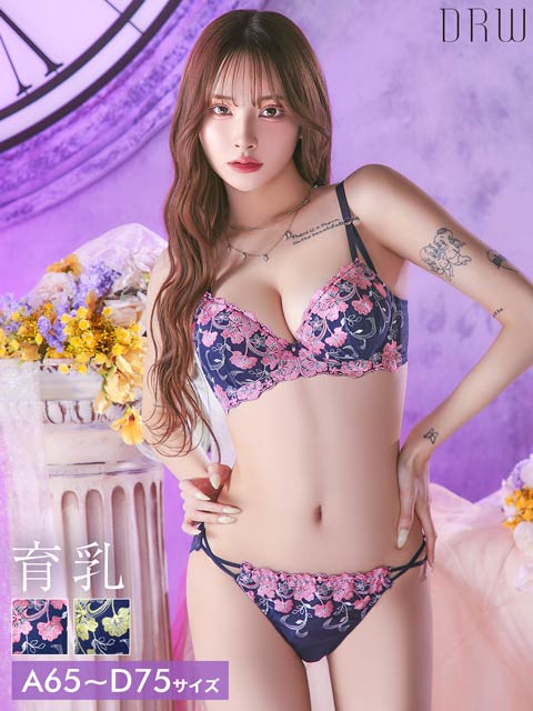 ミスティックビビットブルーム育乳脇高ブラジャー&バック透けフルバックショーツ［激売れ］