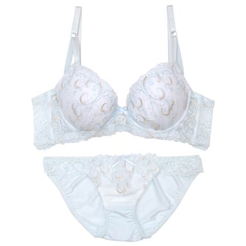 パステルガーリーアラベスク育乳脇高ブラジャー&フルバックショーツ
