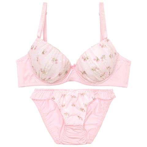 パステルプチフラワーブラジャー&フルバックショーツ　［激売れ］(ピンク-A70/ショーツM)