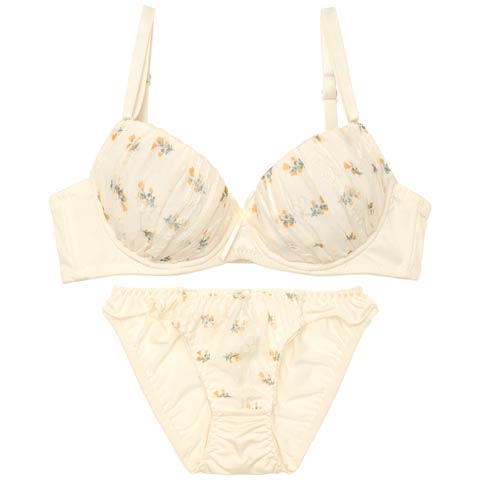 パステルプチフラワーブラジャー&フルバックショーツ