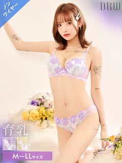 11/19新作!【ノンワイヤー】ロマンティックブロッサム育乳脇高ブラジャー&フルバックショーツ［激売れ］