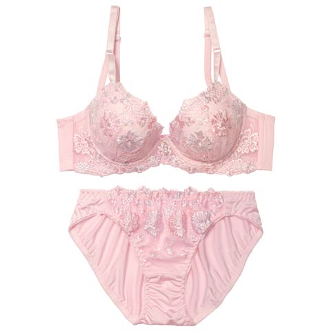 11/10新作!スウィートブロッサムパール育乳脇高ブラジャー&フルバックショーツ［激売れ］(ピンク-A70/ショーツM)